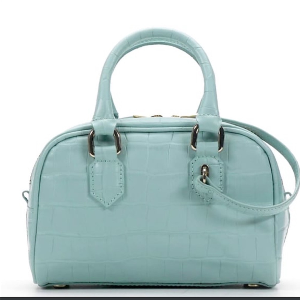 Light blue croc leather mini bag Zara
